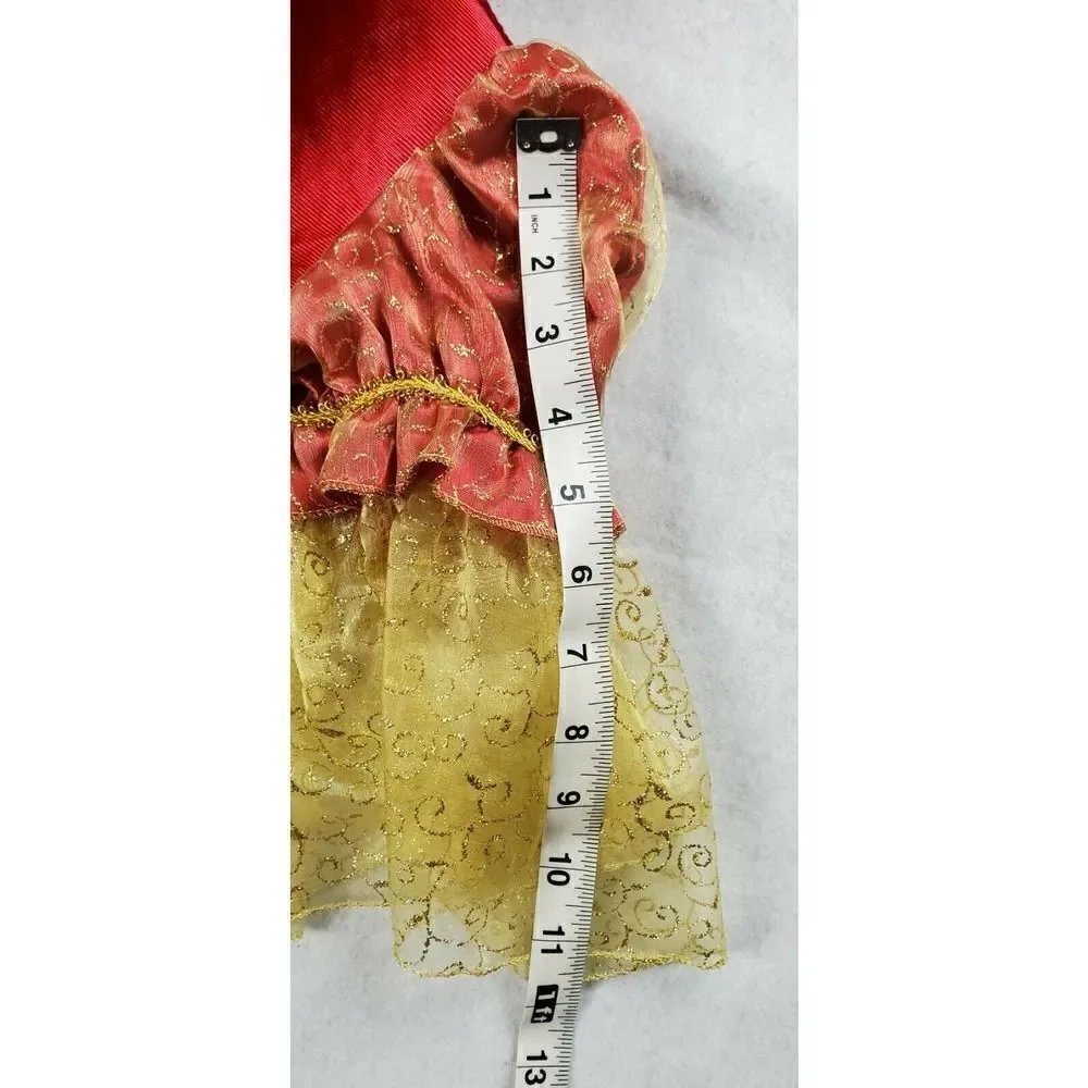 Short Cropped Bolero Style Costume Jacket Shrug Red And Gold Halloween Dress Up